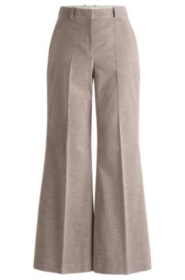 Shop Hugo Boss Bootcut Trousers In Cotton And Cashmere Corduroy In Light Brown