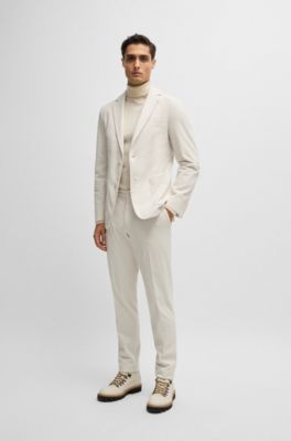 Slim-fit jacket in performance corduroy, White