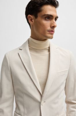 Slim-fit jacket in performance corduroy, White