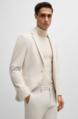 Slim-fit jacket in performance corduroy, White