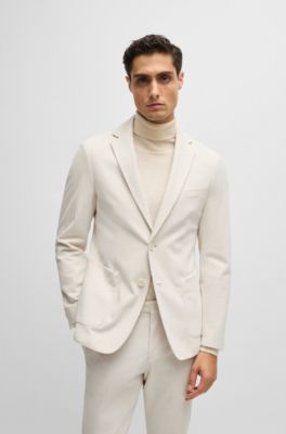 Slim-fit jacket in performance corduroy, White
