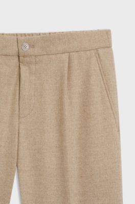 Tapered-fit trousers in stretch flannel, Beige