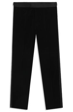 Slim-fit tuxedo trousers in cotton velvet