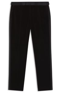 Slim-fit tuxedo trousers in cotton velvet, Dark Brown