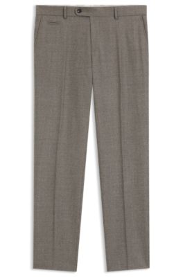 Slim-fit trousers in micro-patterned stretch wool, Grey Patterned