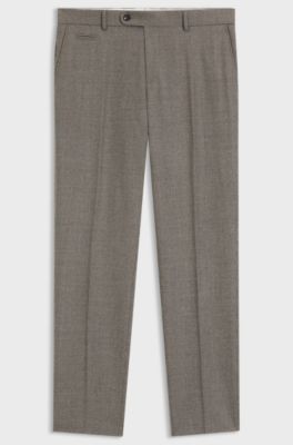 Slim-fit trousers in micro-patterned stretch wool, Grey Patterned