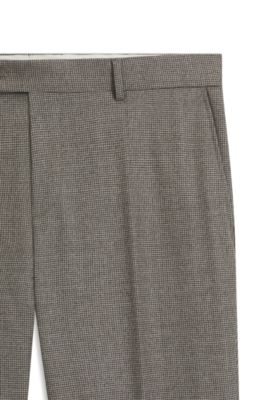 Slim-fit trousers in micro-patterned stretch wool, Grey Patterned