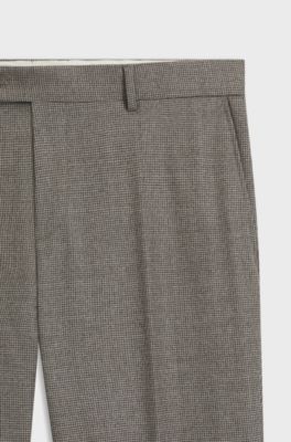 Slim-fit trousers in micro-patterned stretch wool, Grey Patterned