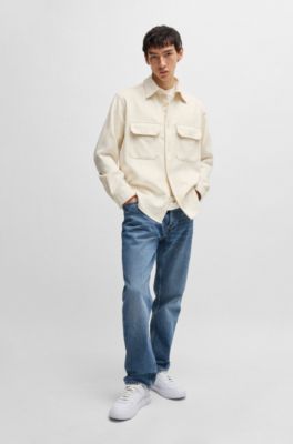 Oversized-fit shirt in brushed flannel, White