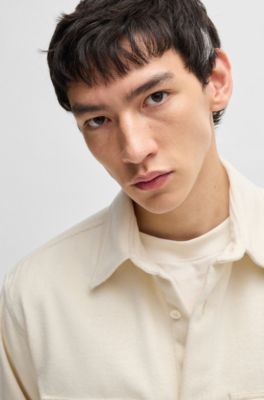 Oversized-fit shirt in brushed flannel, White