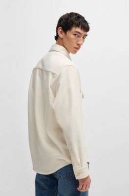 Oversized-fit shirt in brushed flannel, White
