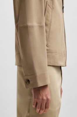 Regular-fit jacket in soft suede with zip front, Light Beige