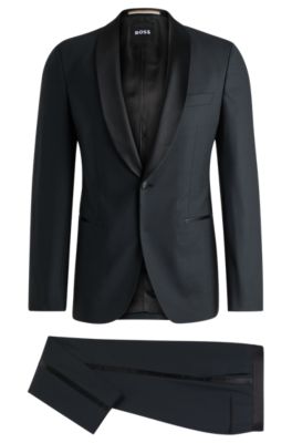 BOSS - Slim-fit tuxedo suit in a wool blend - Black