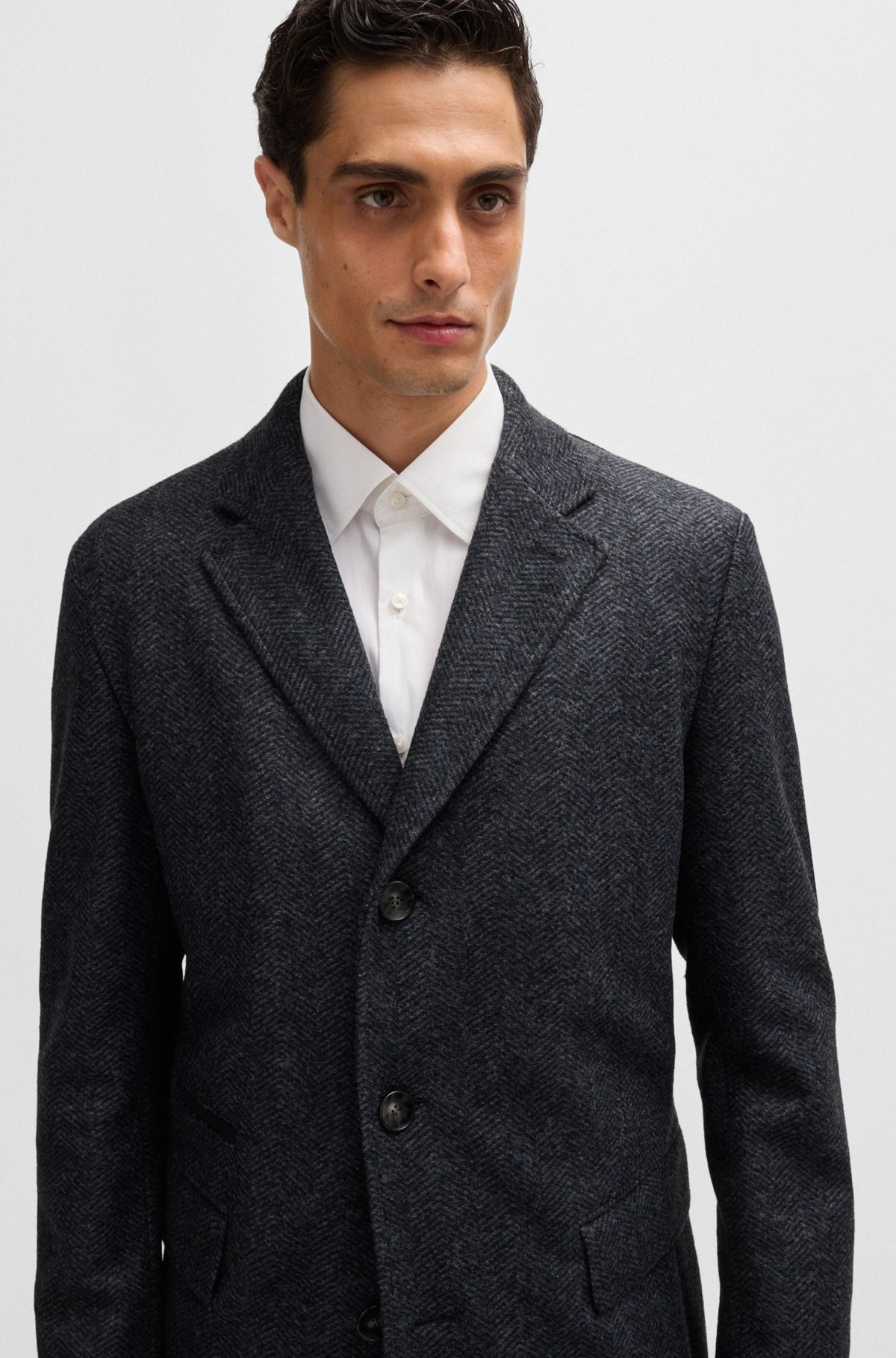 BOSS - ヘリンボーン スリムフィットコート デタッチャブル BOSS - ヘリンボーン スリムフィットコート デタッチャブル