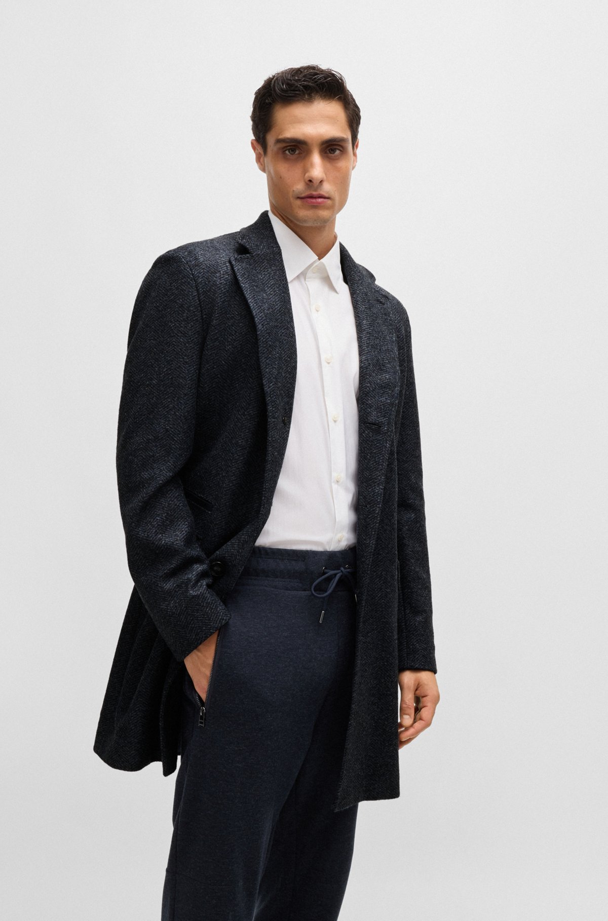 BOSS - ヘリンボーン スリムフィットコート デタッチャブル BOSS - ヘリンボーン スリムフィットコート デタッチャブル