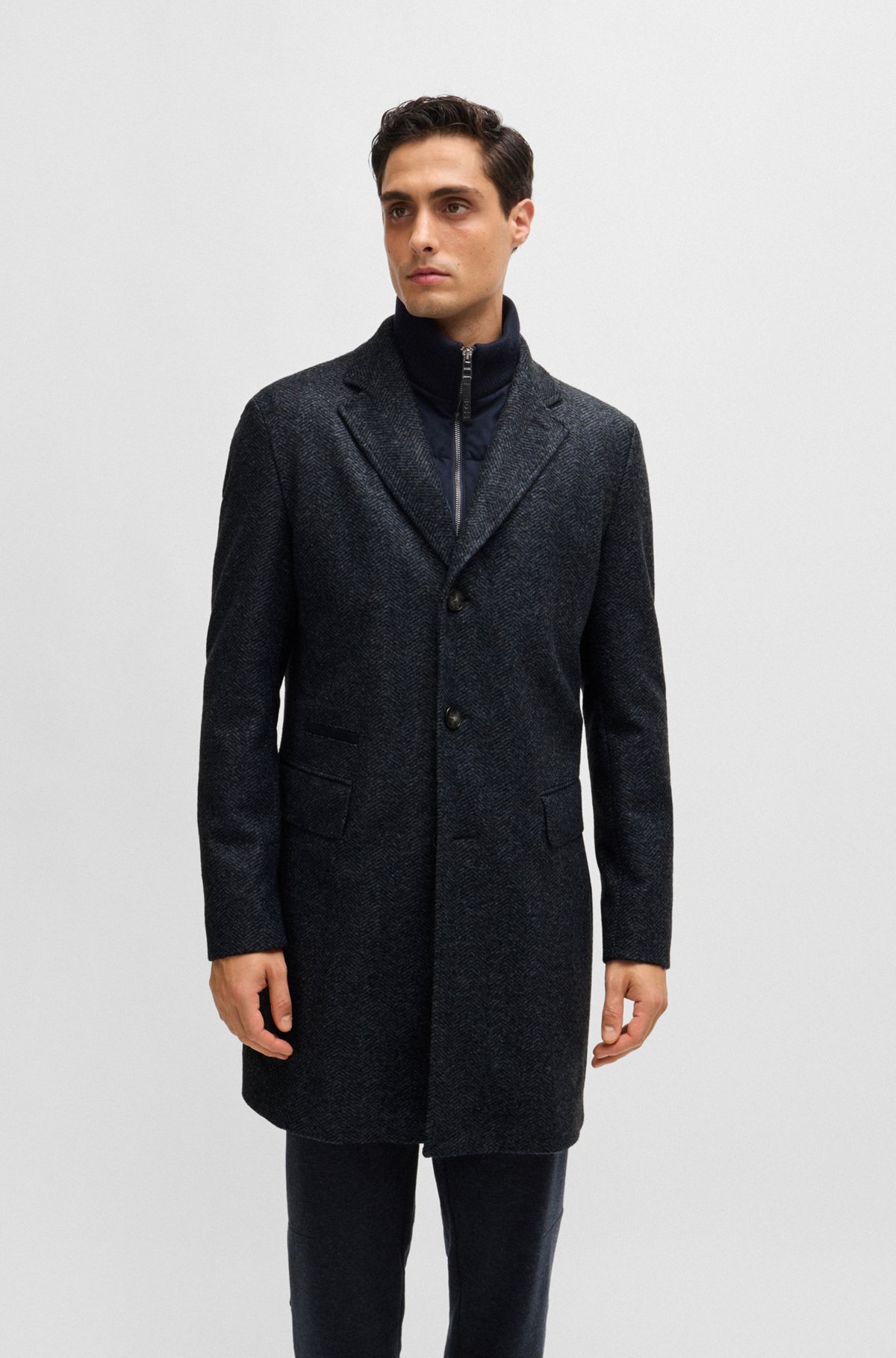 BOSS - ヘリンボーン スリムフィットコート デタッチャブル BOSS - ヘリンボーン スリムフィットコート デタッチャブル