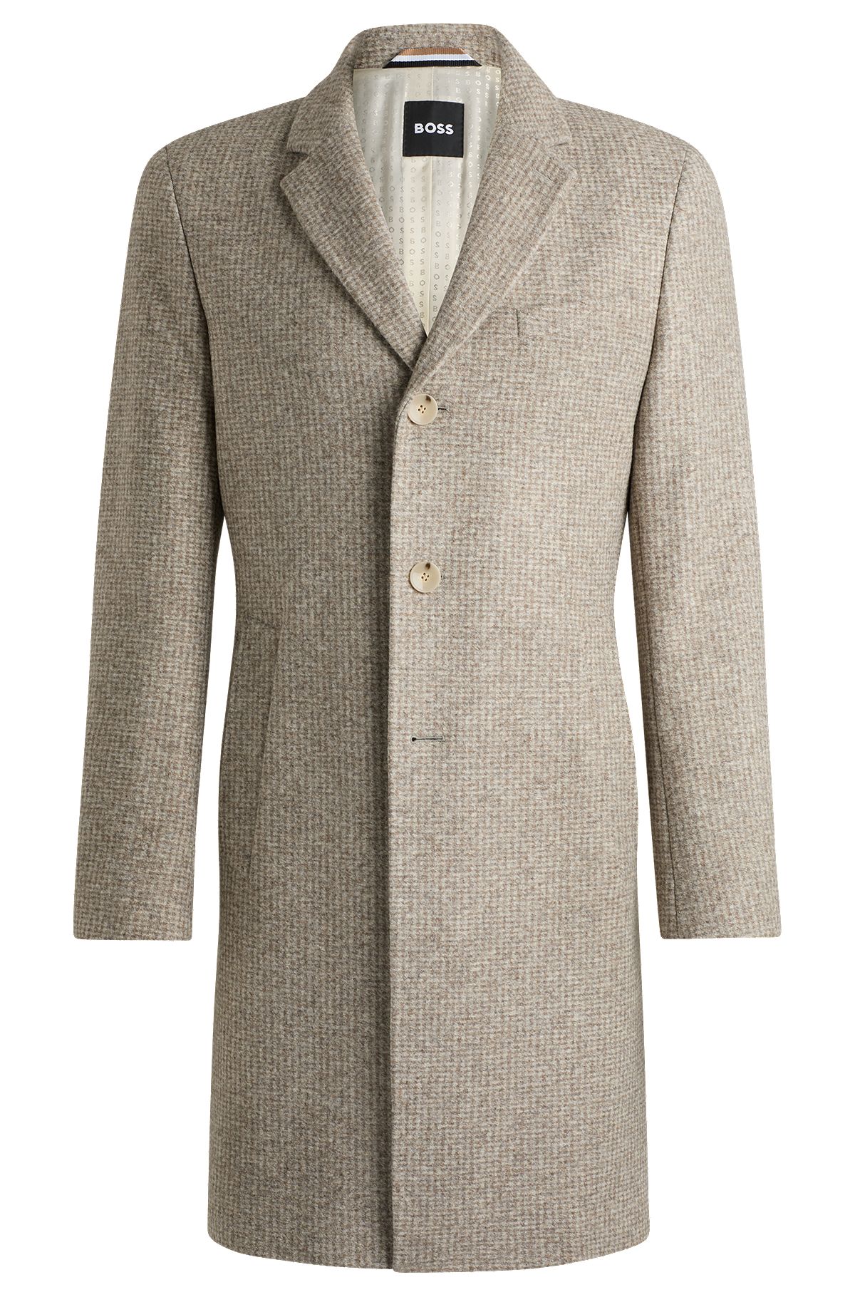 Slim-fit coat in patterned jersey, Light Beige