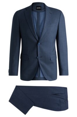 BOSS - Slim-fit suit in micro-patterned performance-stretch wool