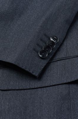 Slim-fit suit in a micro-patterned wool blend, Dark Blue