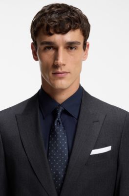 Slim-fit suit in a micro-patterned wool blend, Dark Blue