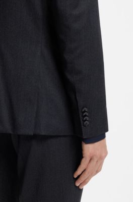 Slim-fit suit in a micro-patterned wool blend, Dark Blue