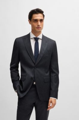 Slim-fit suit in a micro-patterned wool blend, Dark Blue