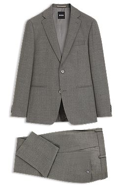 Slim-fit suit in micro-patterned stretch wool