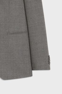 Slim-fit suit in micro-patterned stretch wool, Light Beige