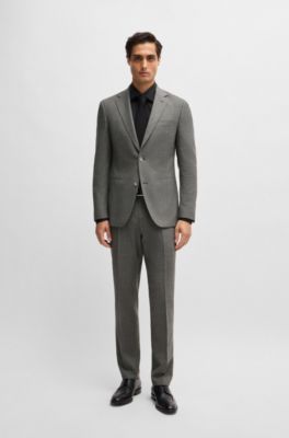 Slim-fit suit in micro-patterned stretch wool, Light Beige