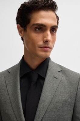 Slim-fit suit in micro-patterned stretch wool, Light Beige