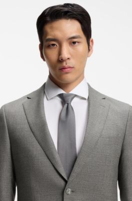 Slim-fit suit in micro-patterned stretch wool, Light Beige