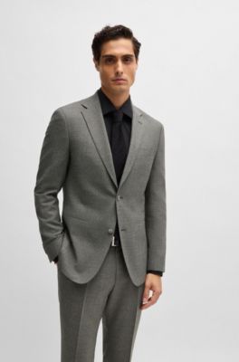 Slim-fit suit in micro-patterned stretch wool, Light Beige