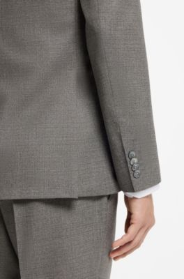 Slim-fit suit in micro-patterned stretch wool, Light Beige