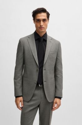 Slim-fit suit in micro-patterned stretch wool, Light Beige