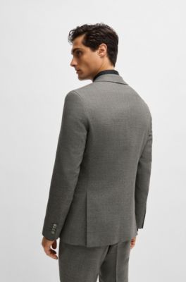 Slim-fit suit in micro-patterned stretch wool, Light Beige