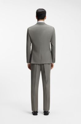 Slim-fit suit in micro-patterned stretch wool, Light Beige