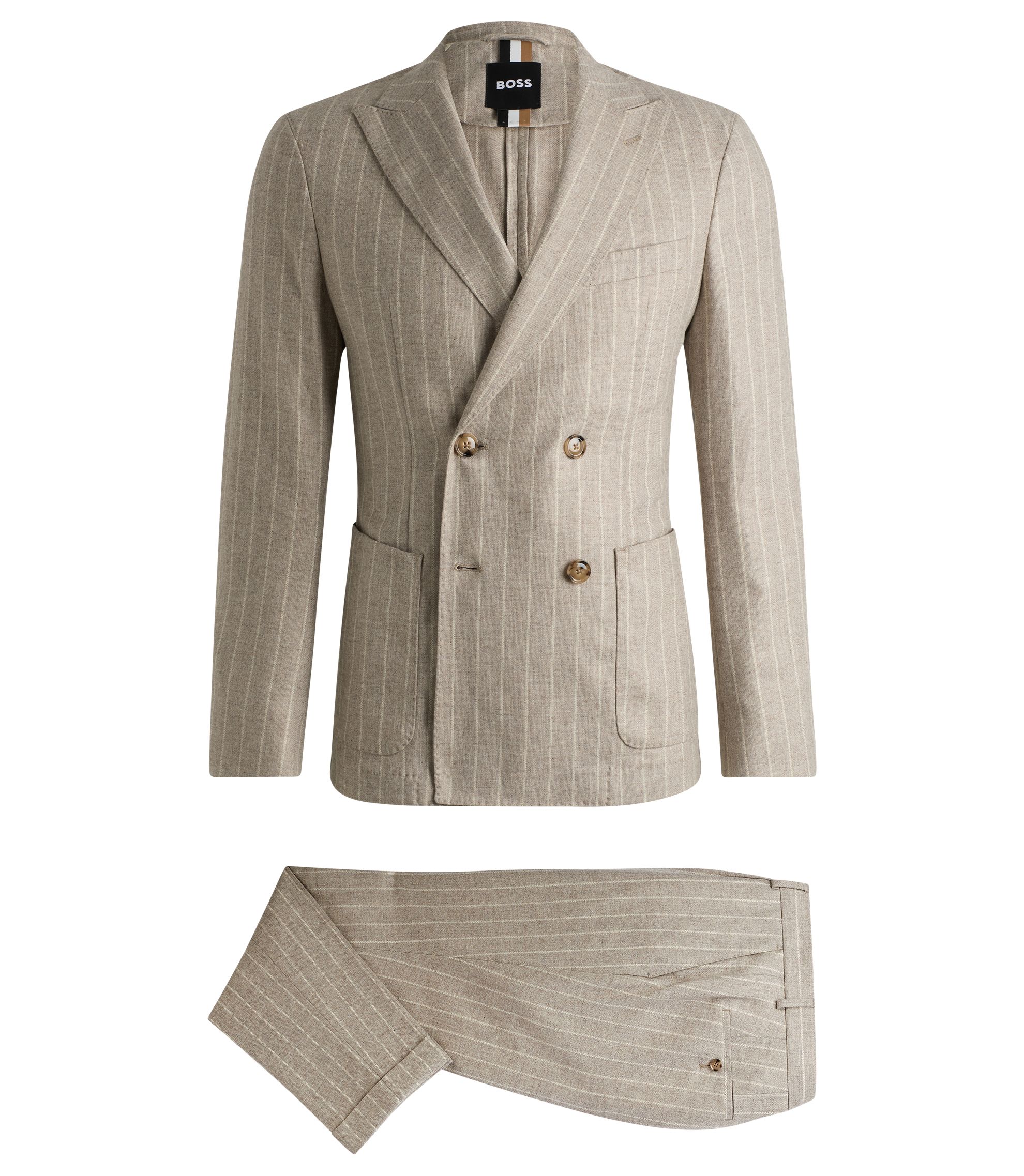 HUGO BOSS◇スーツ/48/コットン/BEG/ストライプ/10188983 BOSS - Slim