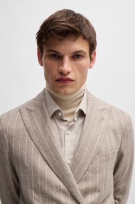 Slim-fit suit in a striped wool blend, Light Beige