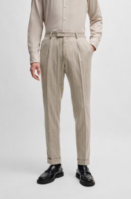 Slim-fit suit in a striped wool blend, Light Beige