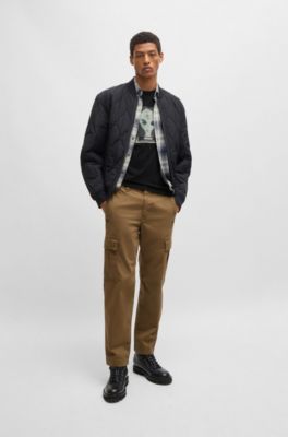 Regular-fit T-shirt in cotton jersey with seasonal artwork, Black