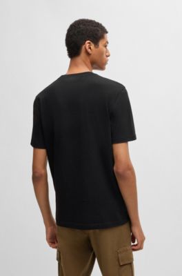 Regular-fit T-shirt in cotton jersey with seasonal artwork, Black