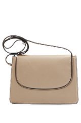 Crossbody bag in leather with signature details, Light Beige