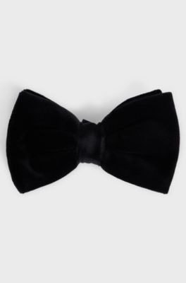 N&oelig;ud papillon pr&eacute;-nou&eacute; en velours de coton, Noir