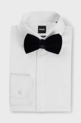 Pre-tied bow tie in cotton velvet, Black