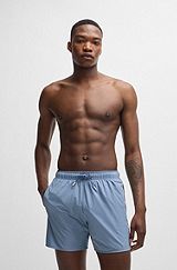 Fully lined swim shorts with signature stripe, Light Blue