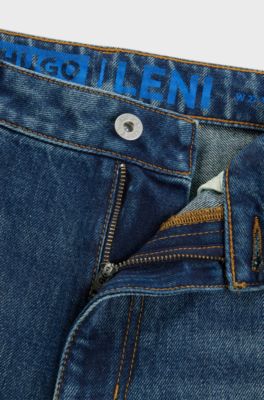 Relaxed-fit jeans in blue rigid denim, Dark Blue