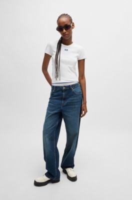 Relaxed-fit jeans in blue rigid denim, Dark Blue