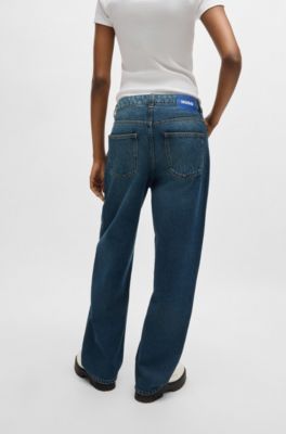 Relaxed-fit jeans in blue rigid denim, Dark Blue