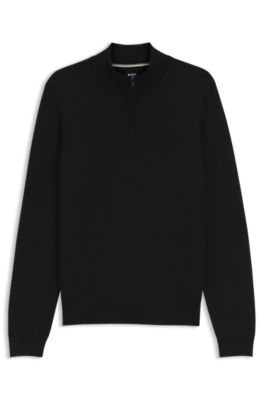 【送料&関税込】Hugo Boss ebenji Sweater BOSS - Logo-patch zip-neck sweater in cotton and cashmere