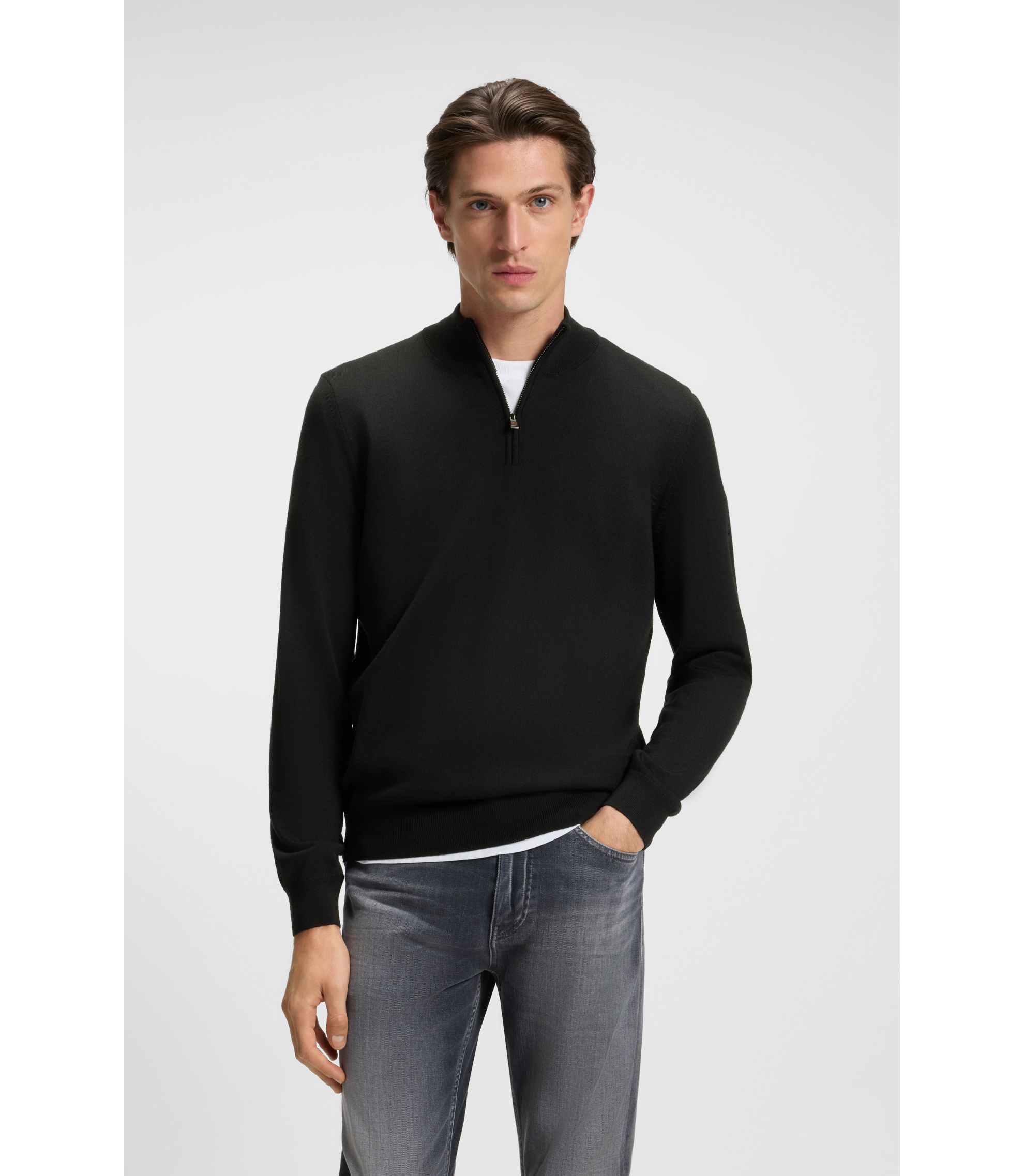 Pullover aus Schurwolle mit Troyerkragen